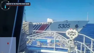 Footage of China Coast Guard ships blocking a Philippine Coast Guard ship