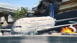 Emergency Landing ON THE RIVER IN THE CITY - Engine Exploded! Airplane Crashes! Besiege plane crash
