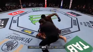 Israel Adesanya  finishes Robert Whittaker  and Celebrates