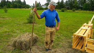 The Human Hay Baler! Jim Kovaleski Demonstrates His Custom + Manual Baler