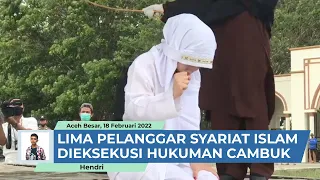 Lima Pelanggar Syariat Islam di Aceh Besar Dihukum Cambuk