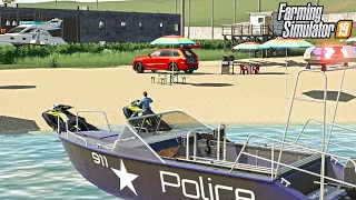 POLICE BOAT PATROL! (BEACHING JET SKIS) | SEA JAY BOATS | FARMING SIMULATOR 2019