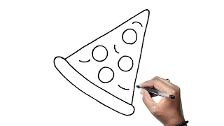 how to draw pizza slice drawing easy for kids | pizza slice drawing Step by step tutorial