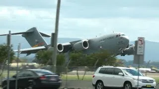 USAF C17 Landing & Takeoff - Richmond Airbase