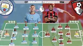 Manchester City v Bournemouth | Head to Head Lineups | Predicted Lineups | Premier League | MW2