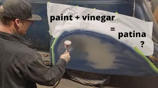 Rusty patina paint job using vinegar to match original paint