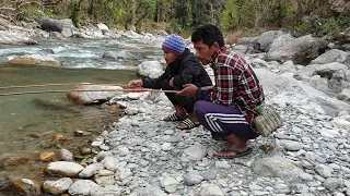 HOOK AND ROD FISHING IN STREAM RIVER OF NEPAL | ASALA FISHING | HIMALAYAN TROUT FISHING |
