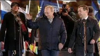 Putinanhänger feiern Wahlsieg