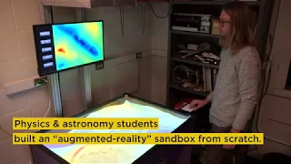 Augmented reality sandbox shows how gravity works