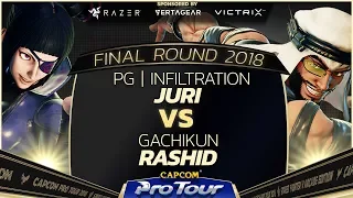 PG INFILTRATION (Juri) vs. Gachikun (Rashid) - Top 8  - Final Round 2018 - SFV - CPT 2018