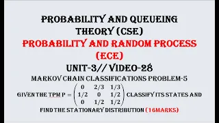 MARKOV CHAIN PROBLEM-5 | PQT(CSE), PRP(ECE) UNIT-3  VIDEO-28