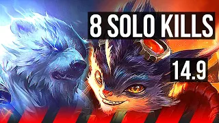 VOLIBEAR vs RUMBLE (TOP) | 8 solo kills, Legendary, 500+ games | EUW Grandmaster | 14.9