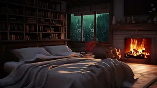 Soothing Rain Sounds & Fireplace Ambience for Stress Relief, Fall Asleep Quickly in 3 Minutes