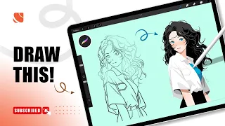 Draw female character in white outfit on iPad | PROCREATE【SpeedPaint】