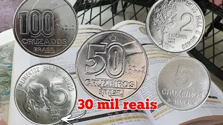 Vou ti mostrar 5 moedas antigas CRUZADO/CRUZEIRO aço inox que vale 30 mil reais .