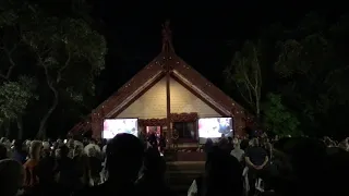 Waitangi Day - Crowd sings national anthem