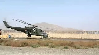 Polish Mi-24 Hind taking off in Afghanistan.