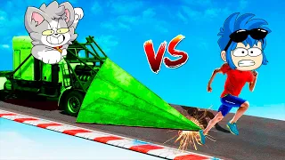 GTA 5 ¡CAMIÓN PINCHO VS HUMANO! ¿QUIEN GANA? 😱 Los COMPAS CHOCAN en SUPER COCHES