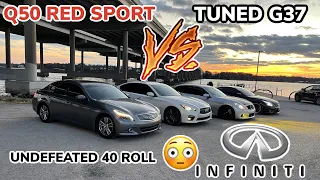 MY RS TUNED G37 VS STOCK Q50 RED SPORT‼️(BRUTAL FLAME MAP)