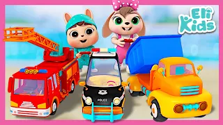 Toy Police Car, Fire Truck +More Vehicle Toys Fun | Eli Kids Songs