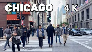 Walking in Downtown Chicago , Illinois, USA City | Chicago walking tour 4K | La Salle St , Wacker Dr