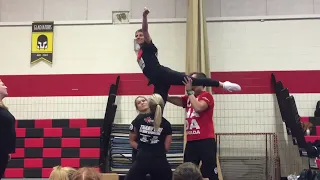 Level 1 cheerleading stunts, how to do a level 1 prep level lib and quarter turn to arabesque