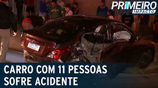 Carro com 11 pessoas dentro se envolve em acidente e deixa feridos | Primeiro Impacto (11/01/22)