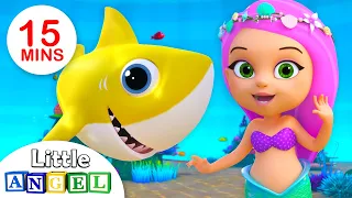 Bebê Tubarão e a Pequena Sereia (Baby Shark) | Vídeos Infantis | Little Angel Português