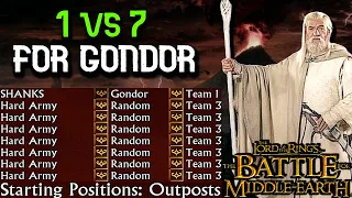 FOR GONDOR! | 1 VS 7 Hard Army | Outpost ONLY and NO AOD! | BFME1 Patch 1.06 Gameplay