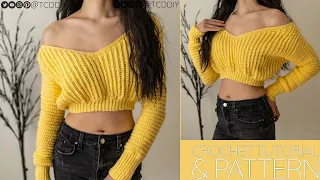 How to Crochet: Cropped V-Neck Sweater | Pattern & Tutorial DIY