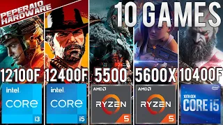 Comparativo - I3 12100F vs R5 5500, I5 10400F, I5 11400F, I5 12400F, R5 5600x (10 Games 1080p/1440p)