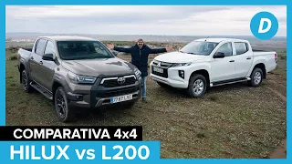 Comparativa 4x4 ¡al limite!: Toyota Hilux 2022 vs Mitsubishi L200 (tritón) en español | Diariomotor