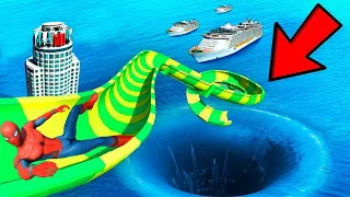 GTA 5 SPIDERMAN Water Slides WHIRIPOOL - WATER RAGDOLLS (Euphoria Ragdolls) ep.14