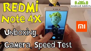 Xiaomi Redmi Note 4X Unboxing, first boot, camera and speed test