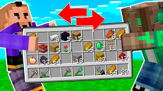 MINECRAFT pero COMPARTIMOS el MISMO INVENTARIO 😱😂 MINECRAFT ALEATORIO