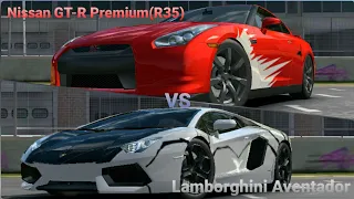 RR3: Nissan GT-R Premium(R35) vs Lamborghini Aventador Drag Race || Lap Time || Acceleration