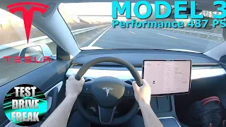2021 Tesla Model 3 Performance 487 PS TOP SPEED AUTOBAHN DRIVE POV
