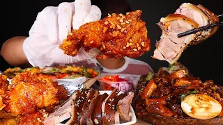 ASMR BINGO & COOK | BLACK BEAN NOODLE + PIG'S FEET + SWEET CHILI FRIED CHICKEN   | MAR ASMR