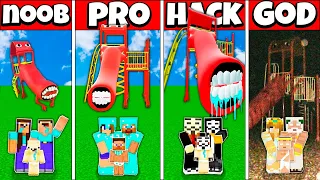 Minecraft Battle: FAMILY EXTRA SLIDE HOUSE BUILD CHALLENGE NOOB vs PRO vs HACKER vs GOD Animation