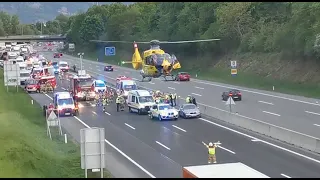 Schwerer Unfall auf A14 auf Höhe Wolfurt