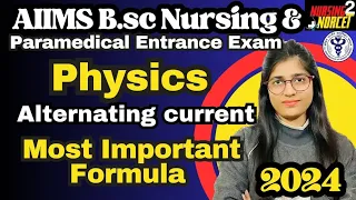 Physics Alternating Current Most important Formula  #physics  #aiimsbscnursing #alternating_current