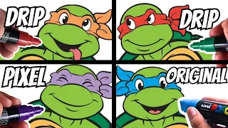 🥷🐢One Drawing, But 4 Different Styles! Teen Age Ninja Turtles