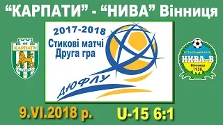 "Карпати" Львів (U-15) - "Нива" Вінниця (U-15) 6:1 (3:1), перша гра 0:2. Гра (без пауз)