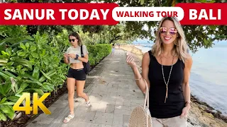 🇮🇩 BALI SANUR TODAY 4K Walking Tour Sanur beach along & Sanur streets | Bali 2023 | Bali Travel Vlog