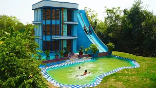 Building the Most Beautiful Tiny House With Swimming Pool And Twin Paradise Water Slide [full]