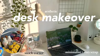 aesthetic desk makeover ☘️ | minimalist and cozy setup, IKEA haul, korean and pinterest inspired