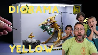 Evilcrossover and Eyeballevil reacts to Diorama of realistic Rainbow Friends Yellow Hunted Green!!