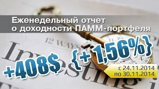 Прибыль 408$ - отчет о доходности ПАММ-портфеля с 24 по 30 ноября 2014