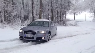 Audi A8 Quattro 4.2 V8 vs. BMW X5 Snow Ice Uphill Test