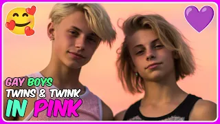 BARBIE Mode 🩷 Gay Boys wearing Pink TANK TOP 🏳️‍🌈 Twins & Twink on the Beach 🔥 (AI)